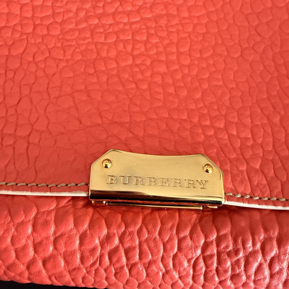 Burberry Coral Pebbled Leather Crossbody with Gold Accent - Picture 3 of 5